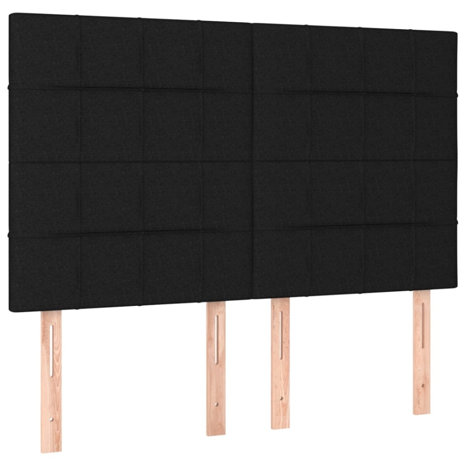 Tăblie de pat cu LED, negru, 144x5x118/128 cm, textil - 3 | YEO