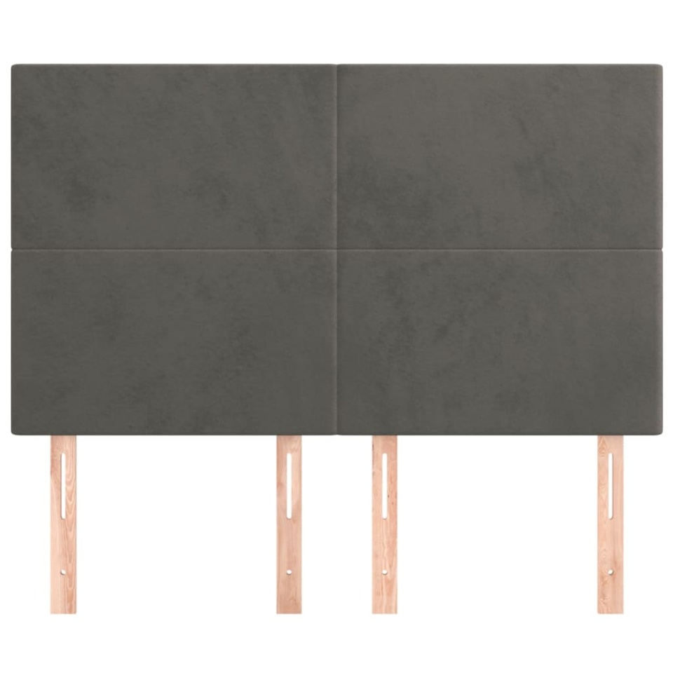 Tăblii de pat, 4 buc, gri închis, 72x5x78/88 cm, catifea - 2 | YEO