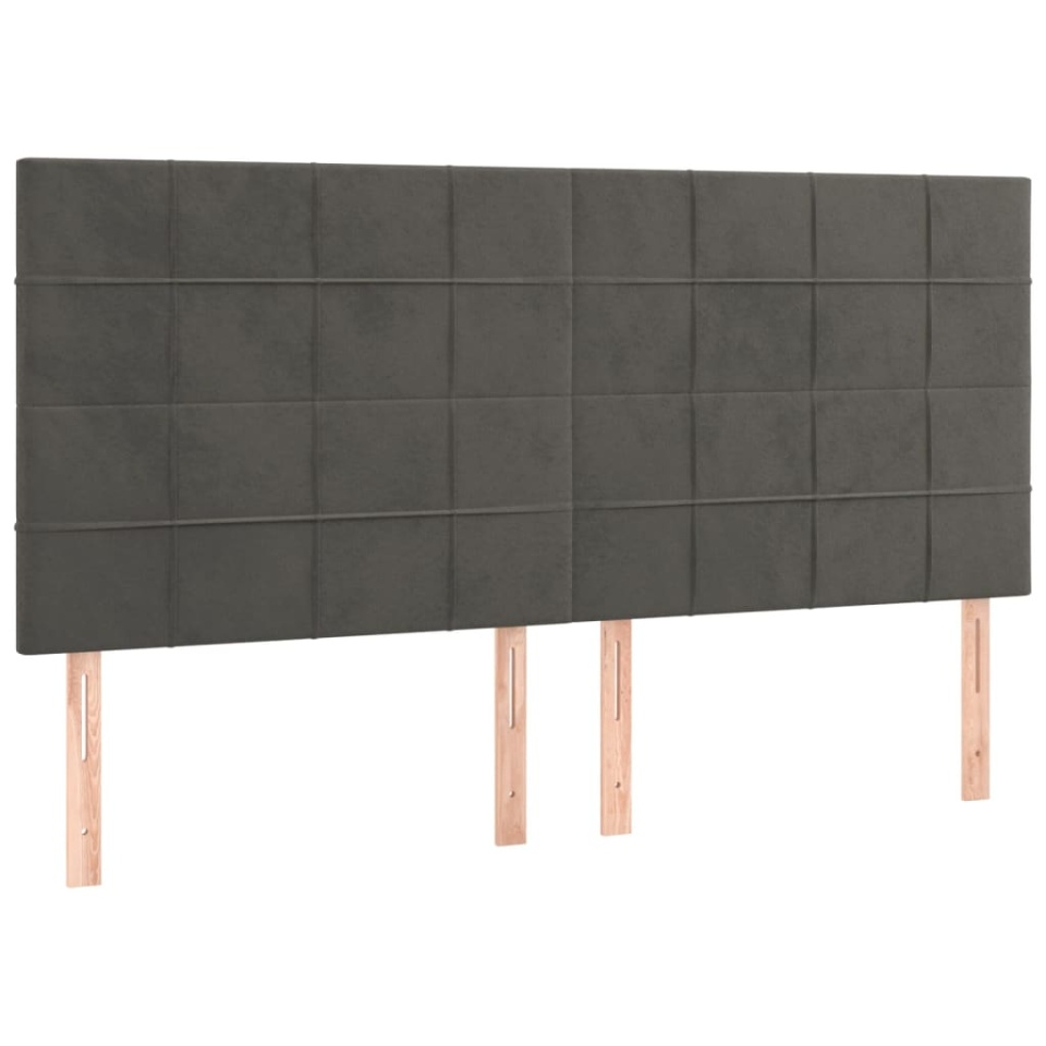 Tăblii de pat, 4 buc, gri închis, 80x5x78/88 cm, catifea - 1 | YEO