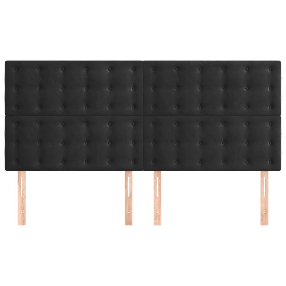 Tăblii de pat, 4 buc, negru, 90x5x78/88 cm, catifea - 2 | YEO