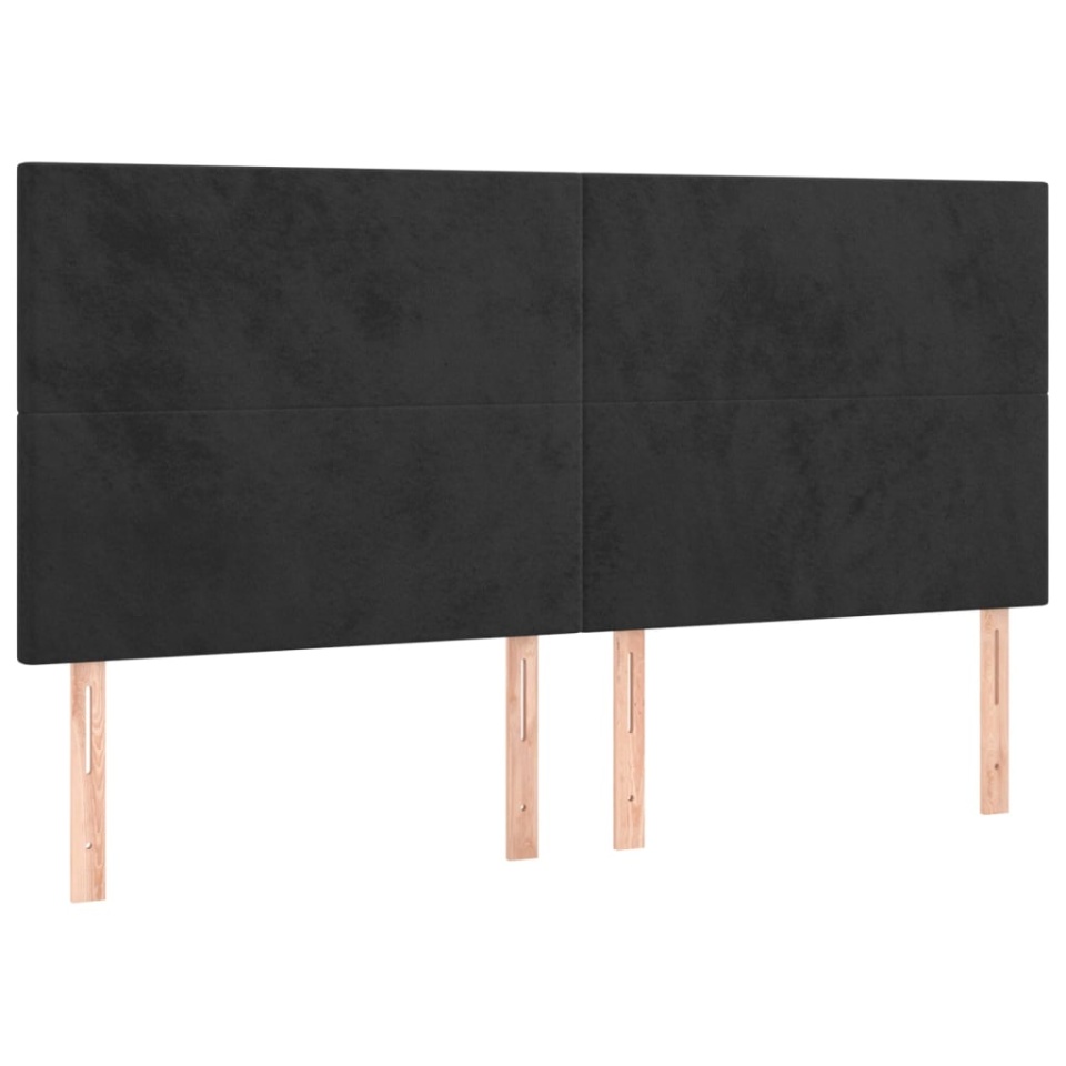 Tăblii de pat, 4 buc, negru, 90x5x78/88 cm, catifea - 1 | YEO