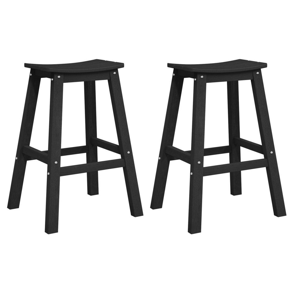 Taburete Bar 2 pcs Negru HDPE - 1 | YEO