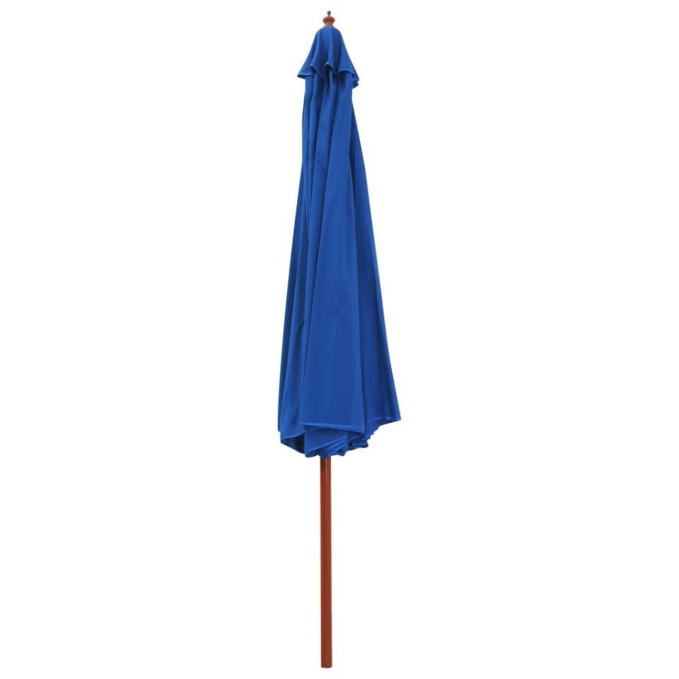 Umbrelă de soare de exterior, stâlp din lemn, albastru, 350 cm - 1 | YEO