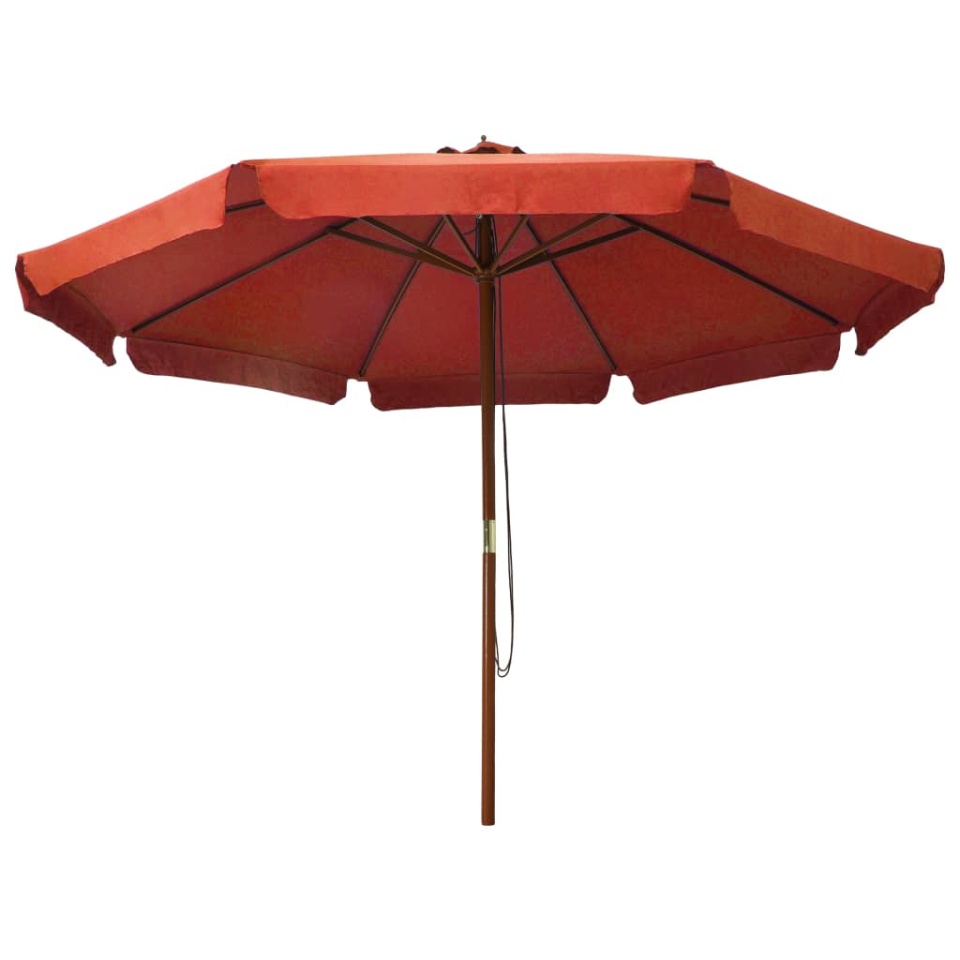 Umbrelă de soare de exterior, stâlp lemn, cărămiziu, 330 cm - 1 | YEO