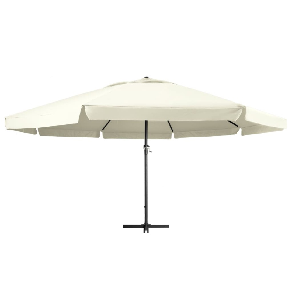 Umbrelă de soare de grădină, stâlp aluminiu alb nisipiu 600 cm - 1 | YEO