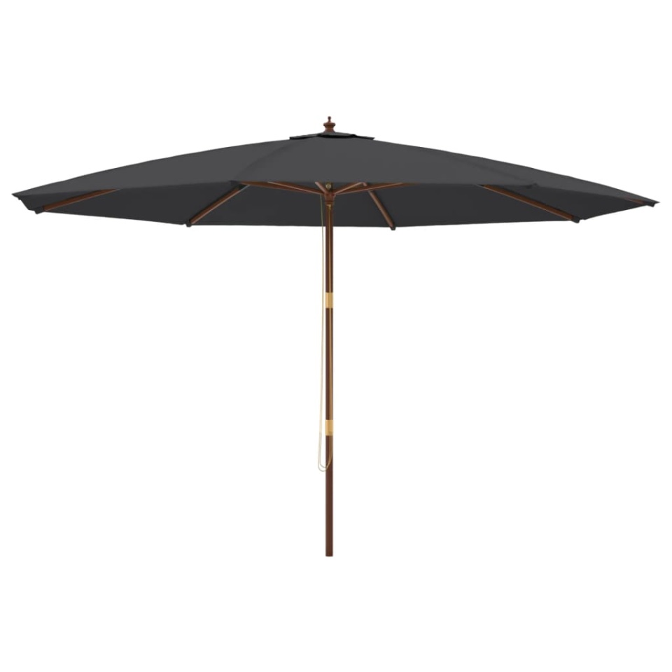 Umbrelă de soare de grădină stâlp din lemn, negru, 400x273 cm - 1 | YEO