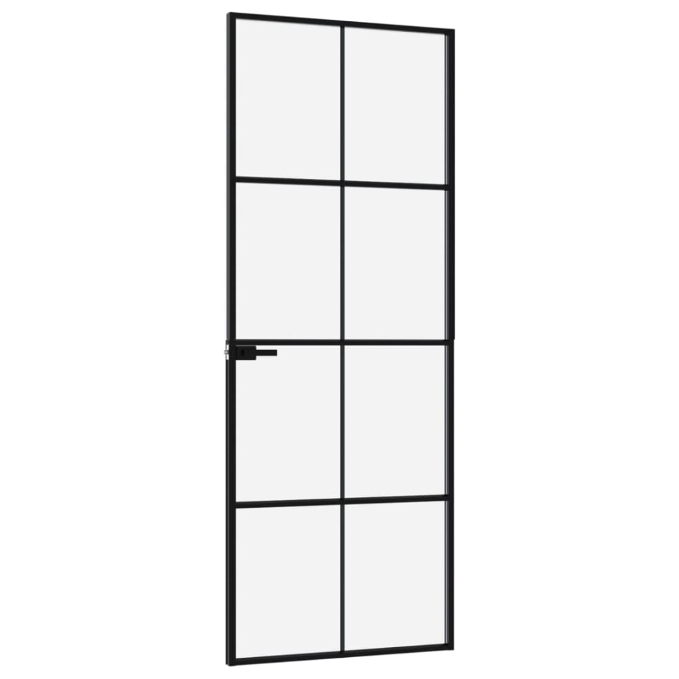 Ușă de interior negru 76x201,5 cm sticlă securiz./aluminiu slim - 3 | YEO
