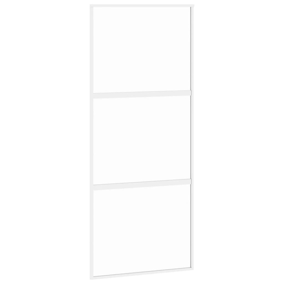 Ușă glisantă, alb, 90x205 cm, sticlă securizată/aluminiu - 1 | YEO