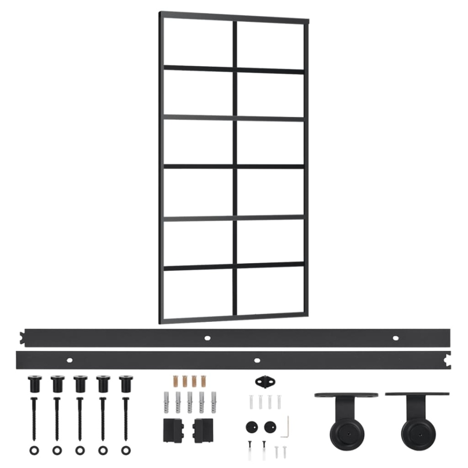Ușă glisantă cu set feronerie, 102x205 cm, sticlă ESG/aluminiu - 1 | YEO