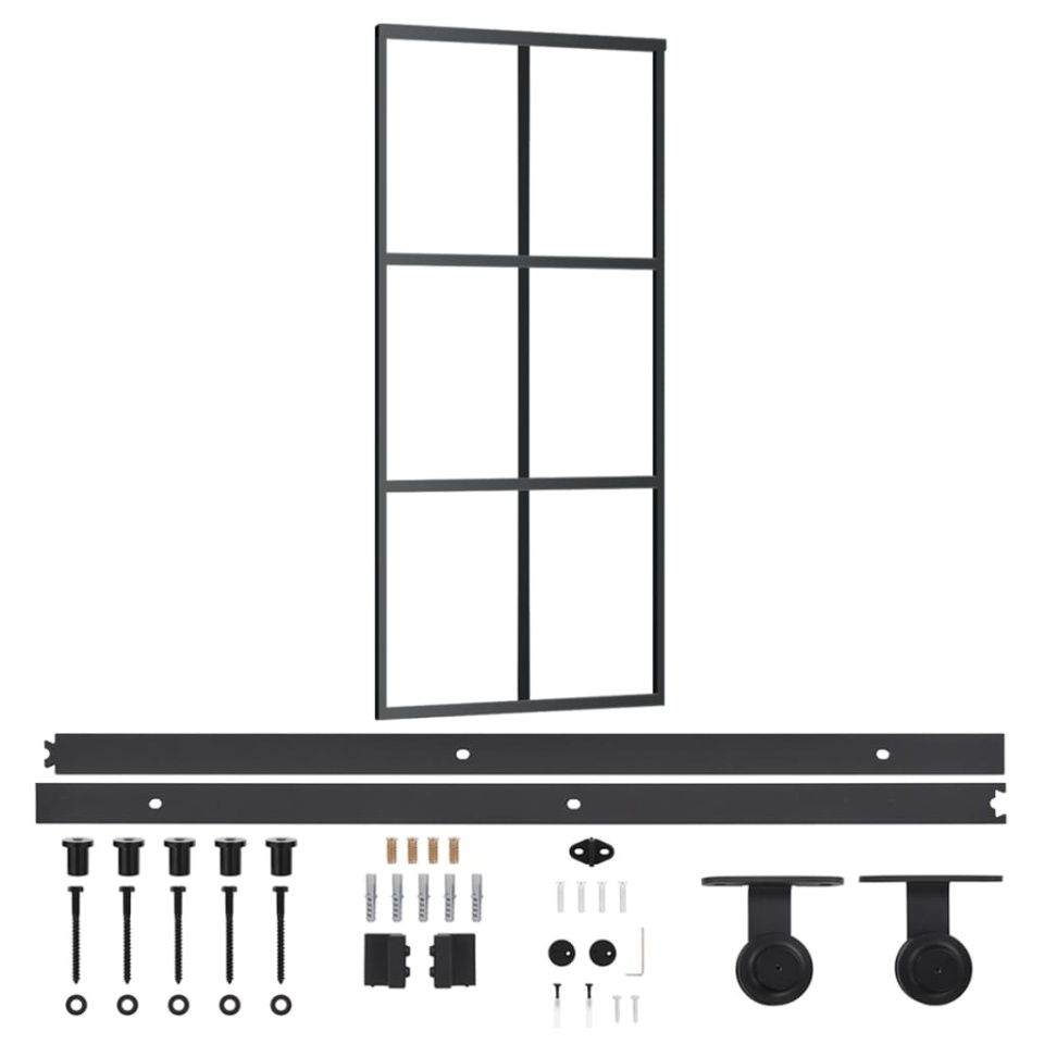 Ușă glisantă cu set feronerie, 90x205 cm, sticlă ESG/aluminiu - 1 | YEO