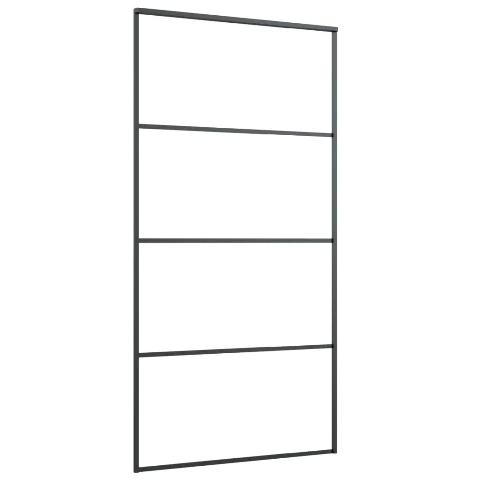 Ușă glisantă, negru, 102,5x205 cm, aluminiu și sticlă ESG - 2 | YEO