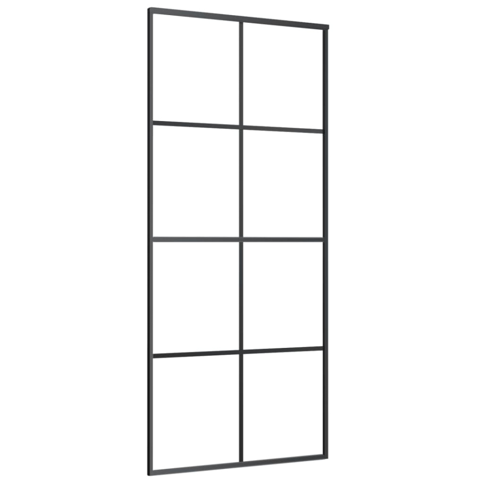 Ușă glisantă, negru, 90x205 cm, sticlă ESG și aluminiu - 1 | YEO