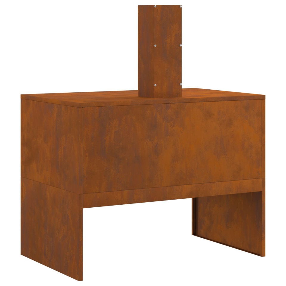 Vatră de foc cu horn, 80x50x96 cm, oțel corten - 3 | YEO