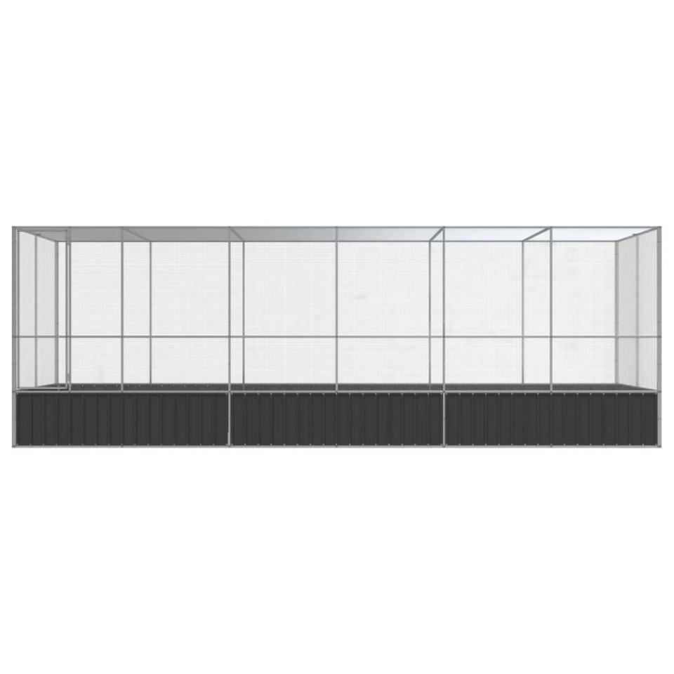 Voliera de păsări cu extensie, argintiu, 625x207x212 cm, oțel - 2 | YEO