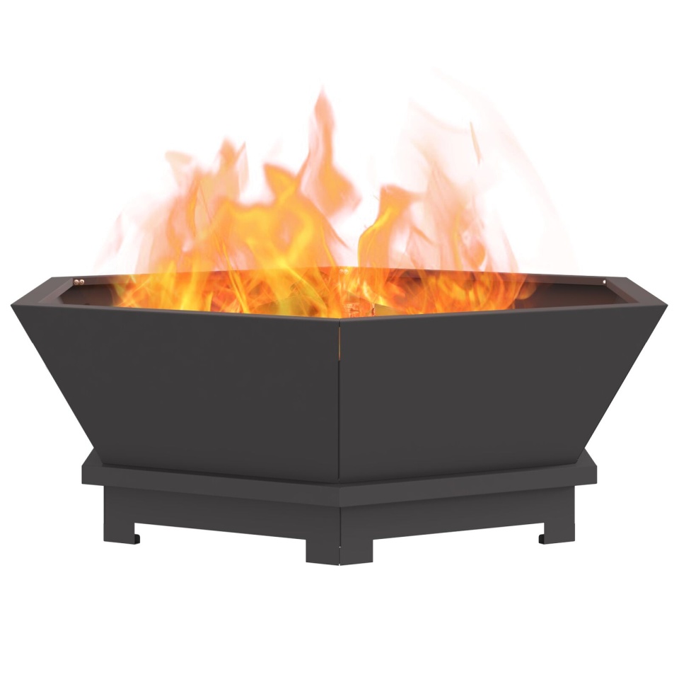 ardaXL Foc Hexagonal Negru 75x75x28 cm Oțel - 2 | YEO
