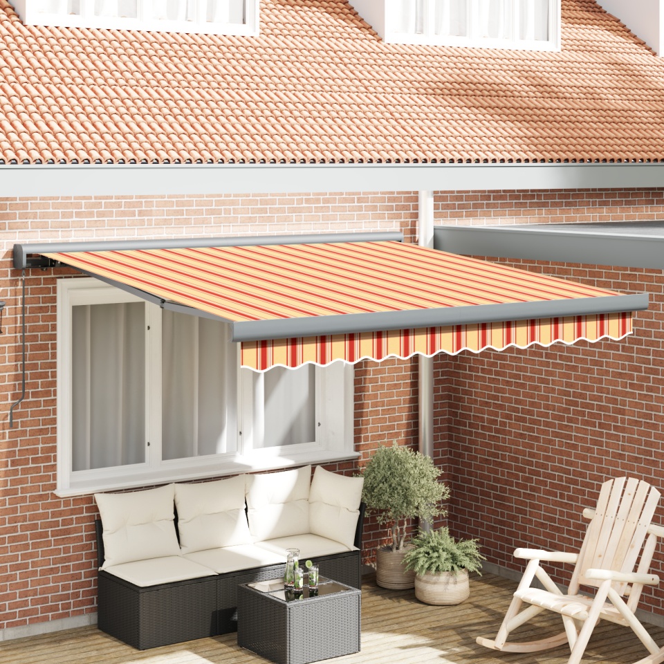 Awning retractabil manual - Galben și portocaliu 350x250 cm