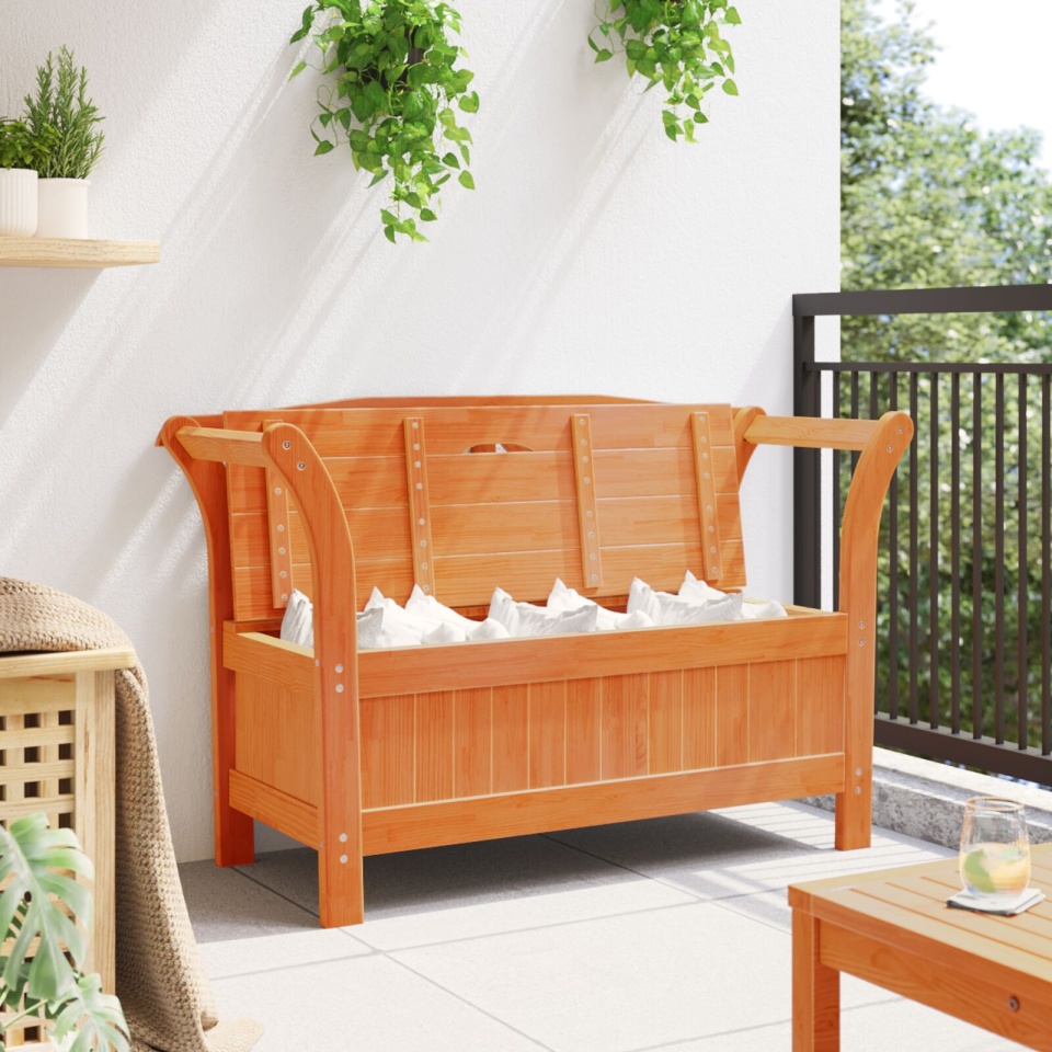 Bancă de depozitare pentru grădină din acacia 119x76x44 cm lemn masiv de pin - 3 | YEO
