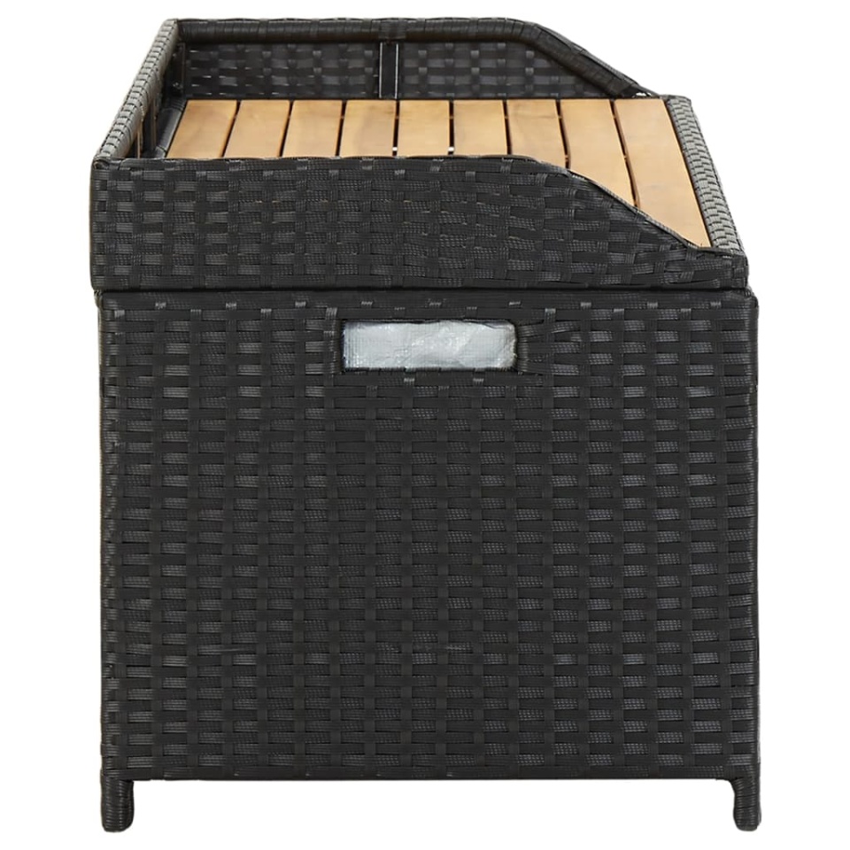 Bancă de depozitare pentru grădină, negru, 120 cm, poliratan - 3 | YEO