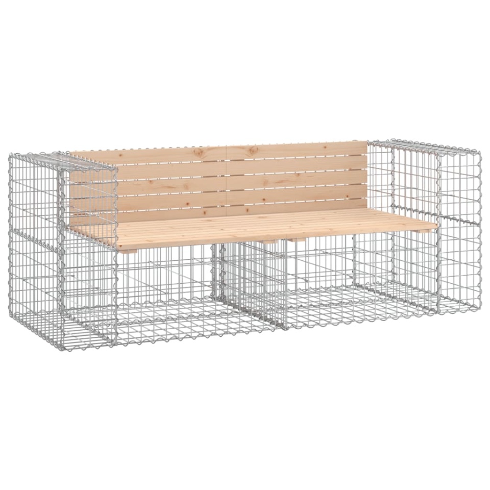 Bancă de grădină, design gabion, 184x71x65,5 cm, lemn masiv pin - 1 | YEO