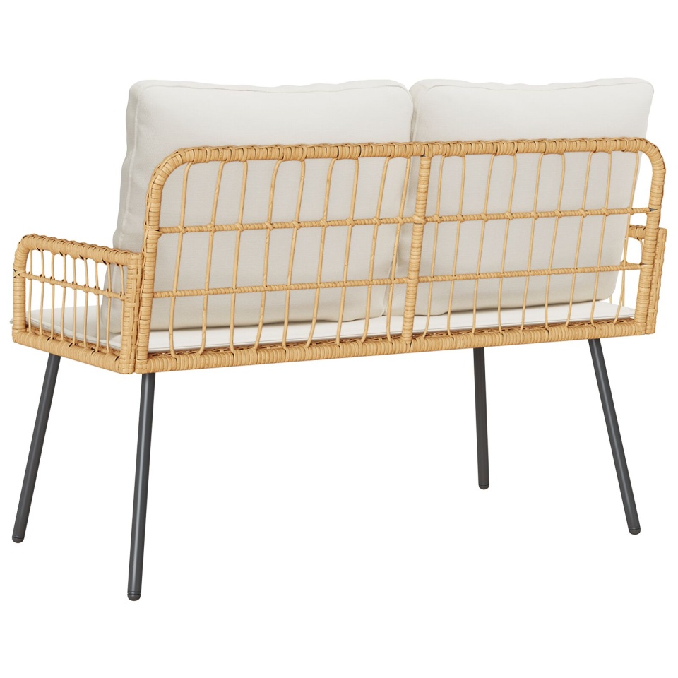 Bancă de grădină Natural 114x64x78 cm din poliratan - 3 | YEO
