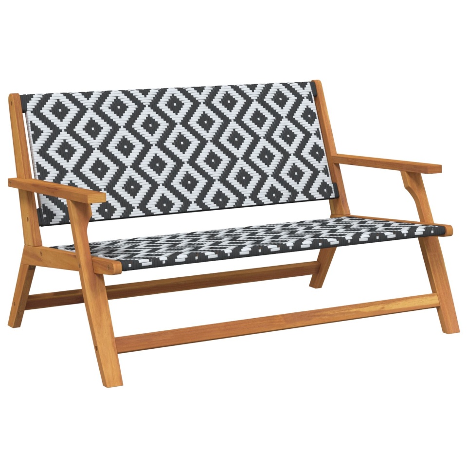 Bancă de grădină Negru și Alb 122x76x73,5 cm Lemn solid de acacia - 1 | YEO