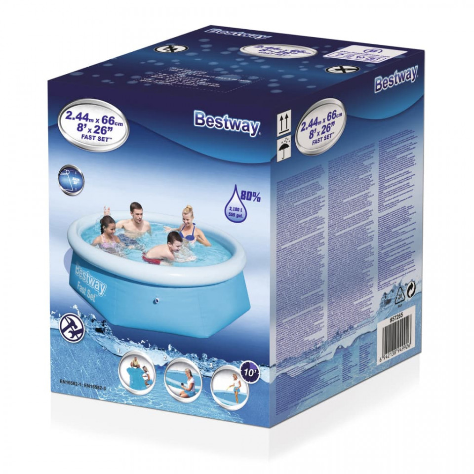 Bestway Piscină gonflabilă Fast Set, 244x66 cm, rotundă, 57265 - 2 | YEO