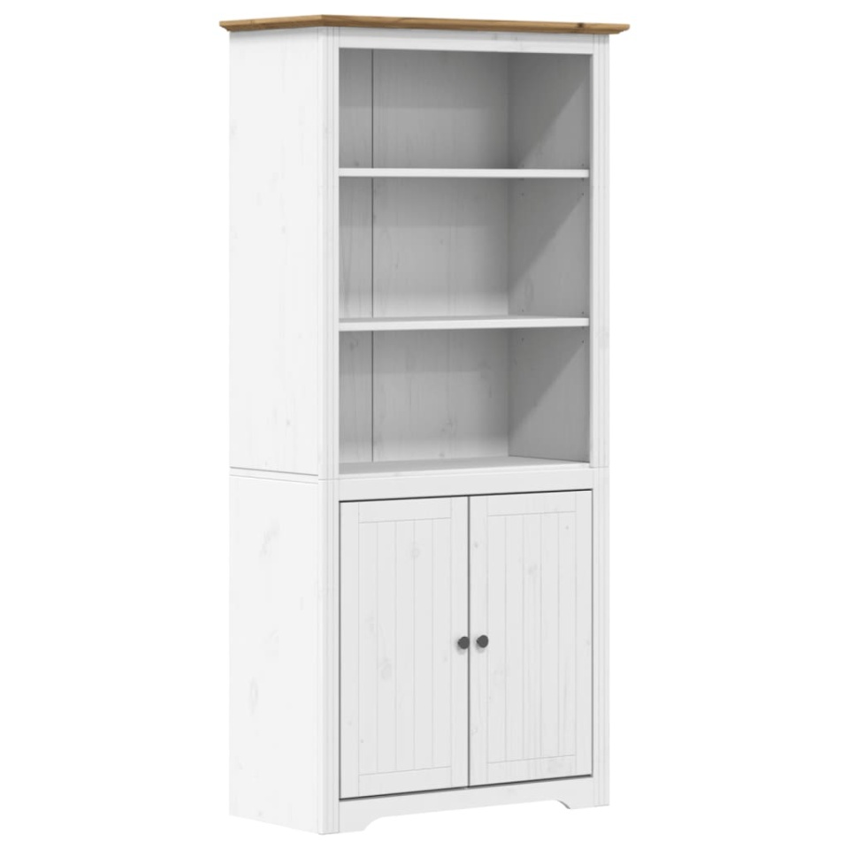 Bibliotecă BODO, alb și maro, 82x40x173 cm, lemn masiv de pin - 1 | YEO