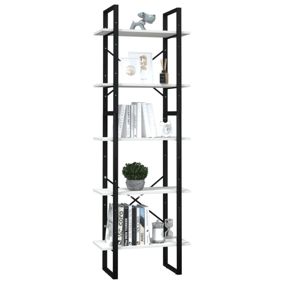 Bibliotecă cu 5 rafturi, alb, 60x30x175 cm, lemn masiv de pin - 2 | YEO