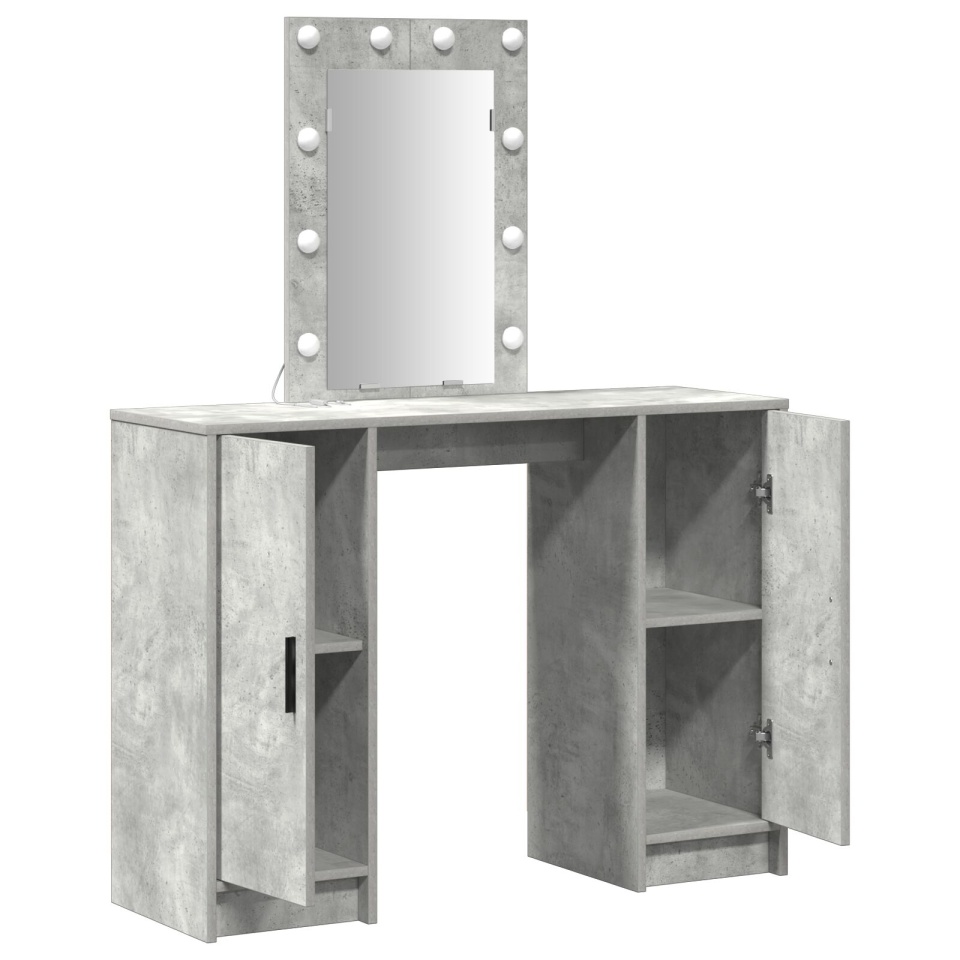 Birou de toaletă cu lumini LED Gri beton 102x33x135 cm - 3 | YEO
