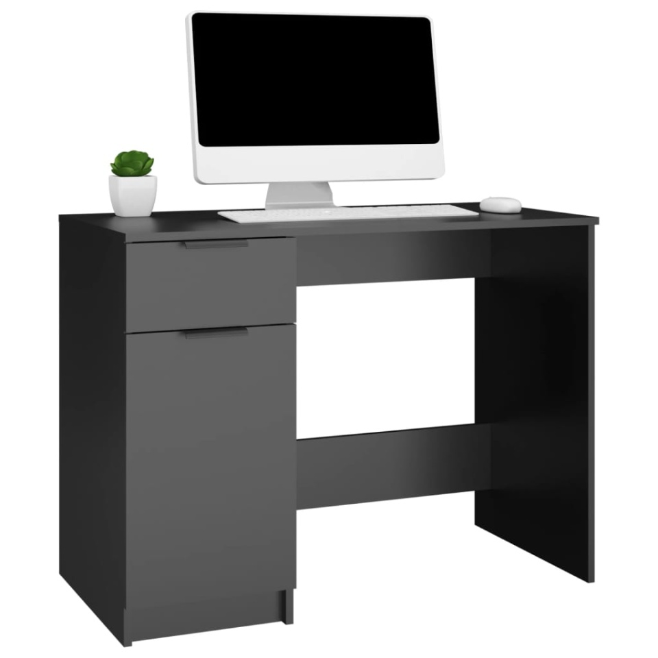 Birou, negru, 100x50x75 cm, lemn prelucrat - 3 | YEO