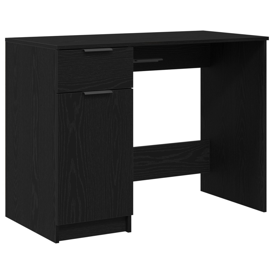 Birou Negru din Stejar - 100x50x75 cm - Fabricat din Lemn Prelucrat - 1 | YEO