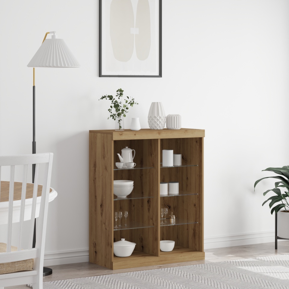 Bufet cu lumini LED Stejar Artisan 41x37x100 cm