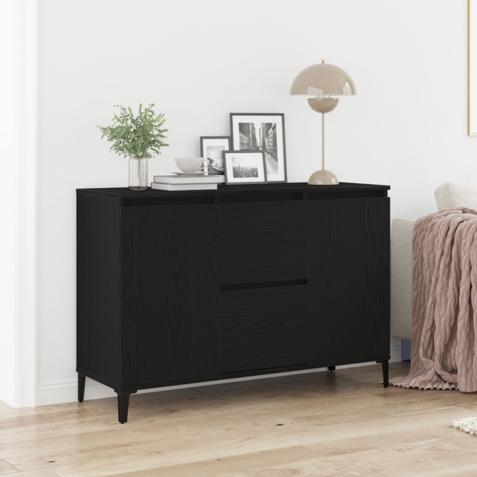 Bufet Negru Stejar 104x35x70 cm din Lemn Compozit