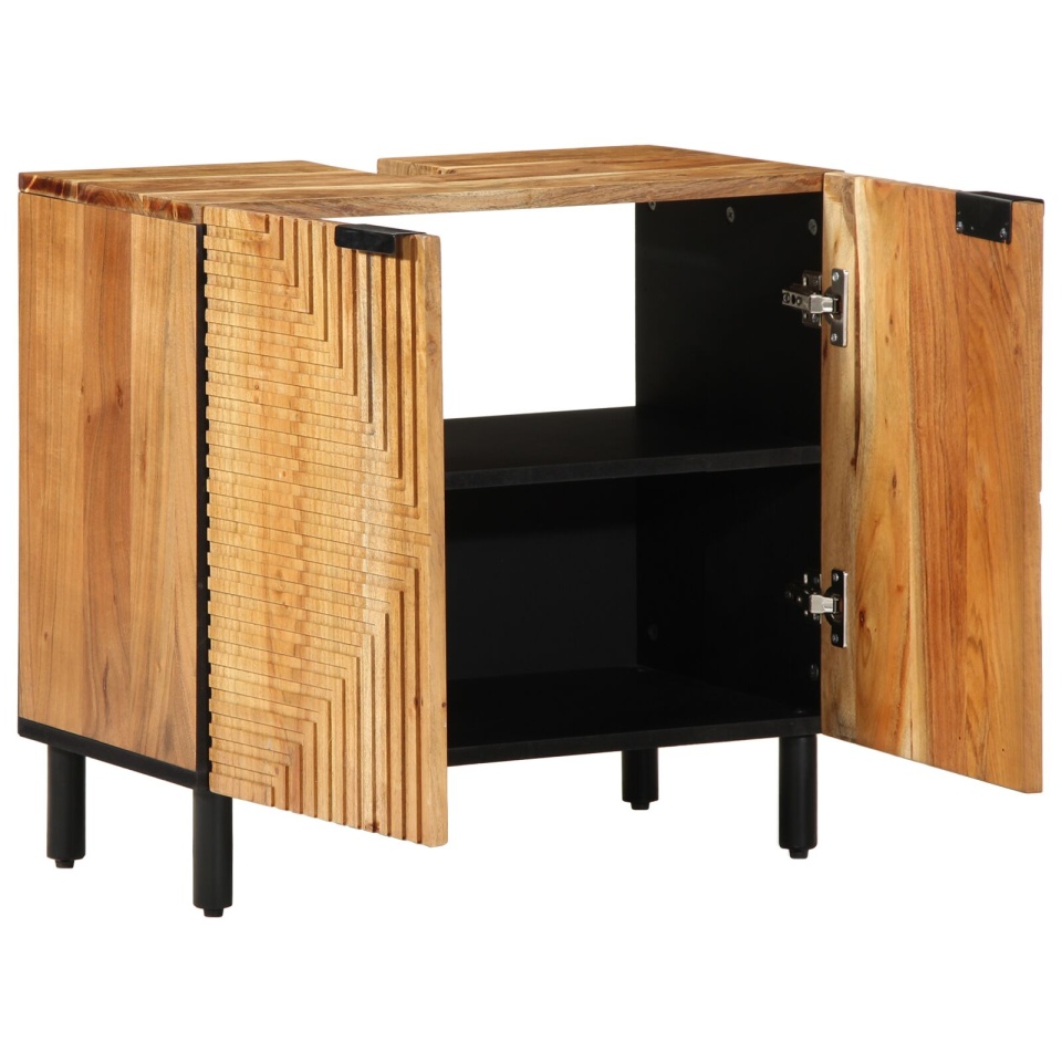 Cabinet de chiuvetă pentru baie 62x33x58 cm din lemn masiv de acacia - 1 | YEO