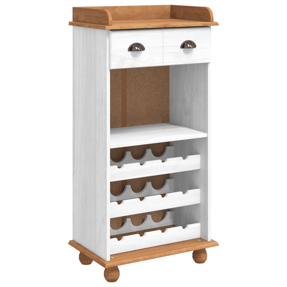 Cabinet de vin ASKIM cu 12 suporturi pentru sticle Alb Lemn solid din pin - 1 | YEO