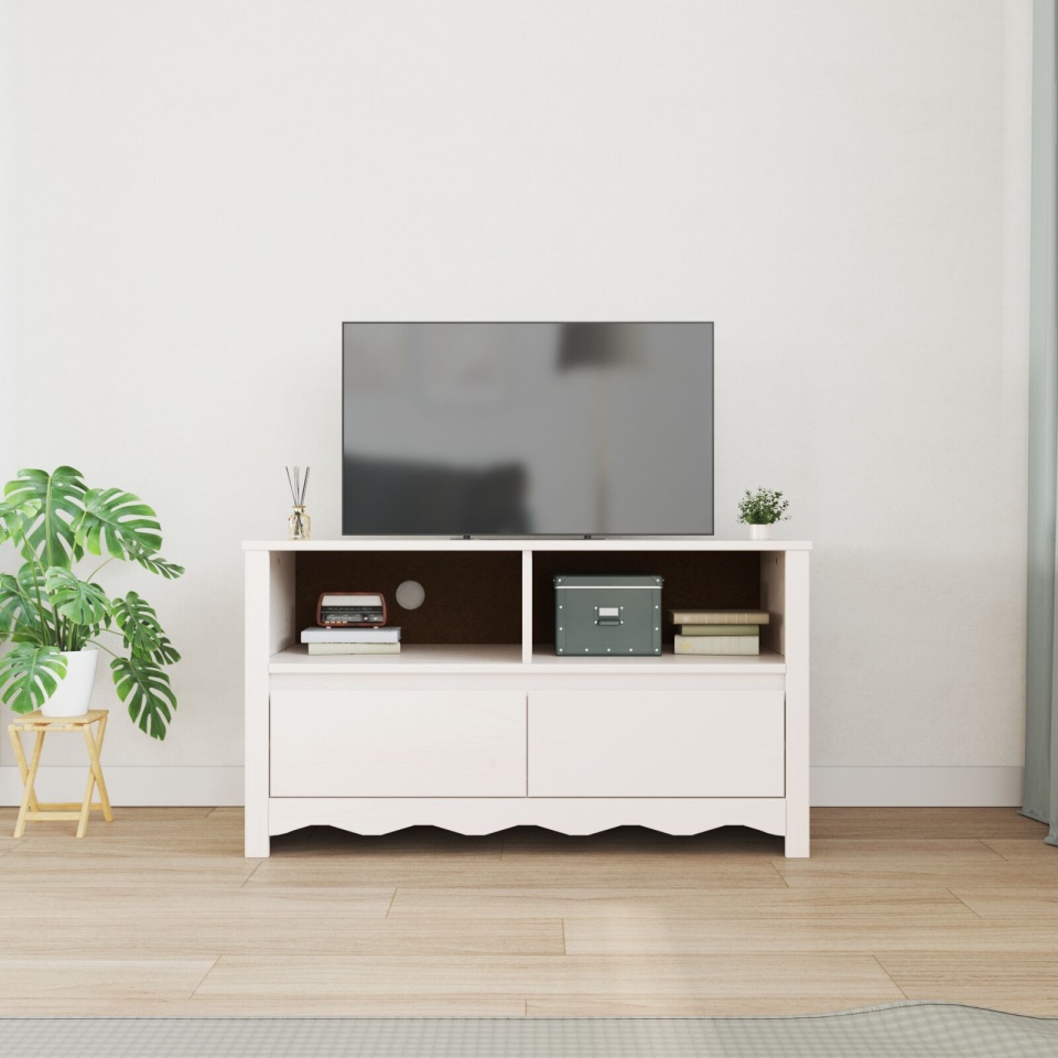 Cabinet TV DRAMMEN Alb 99x43x55 cm Lemn solid Pin - 3 | YEO