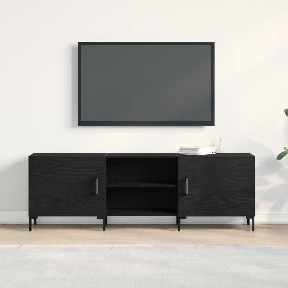 Cabinet TV Negru Stejar 150x30x50 cm Lemn prelucrat