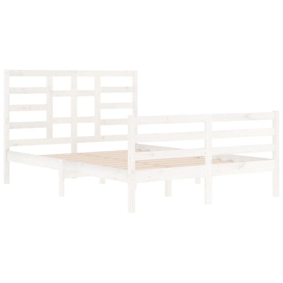 Cadru de pat, alb, 140x200 cm, lemn masiv - 3 | YEO