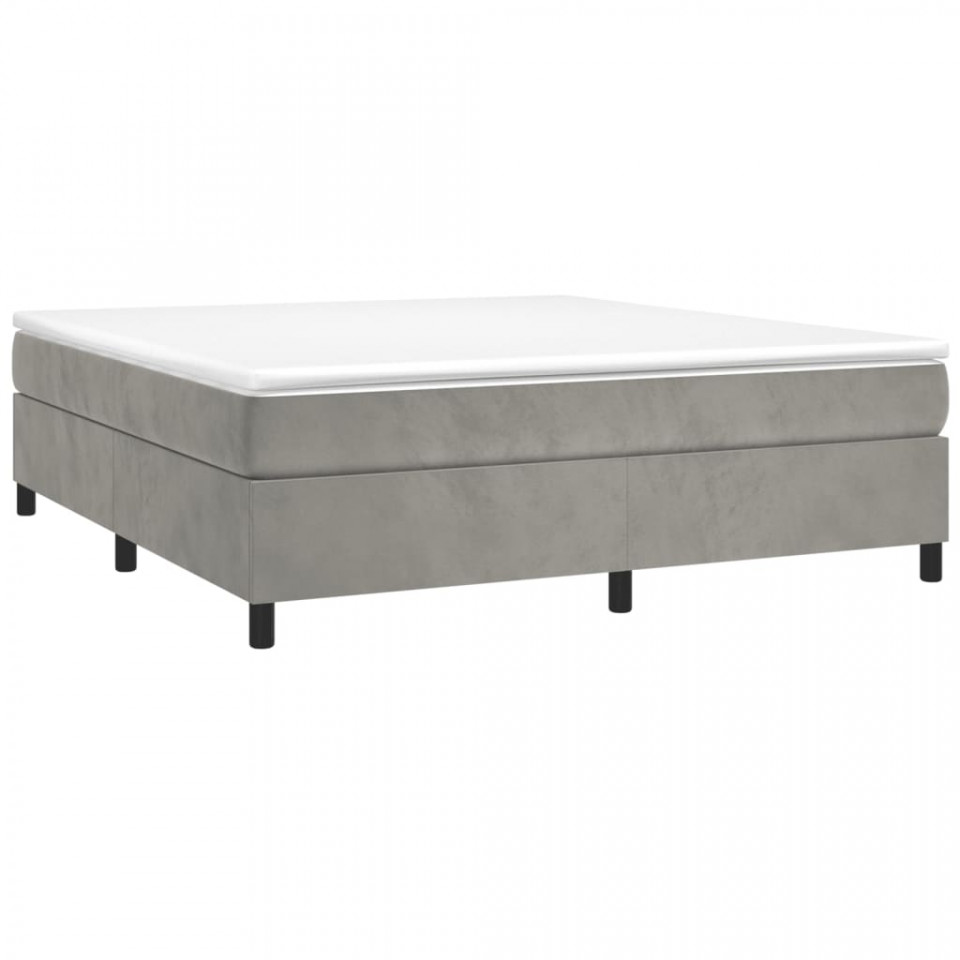 Cadru de pat box spring, gri deschis, 200x200 cm, catifea - 2 | YEO