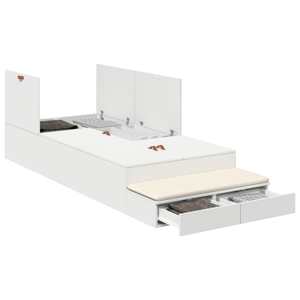 Cadru de pat cu depozitare Alb 100x200 cm - 2 | YEO