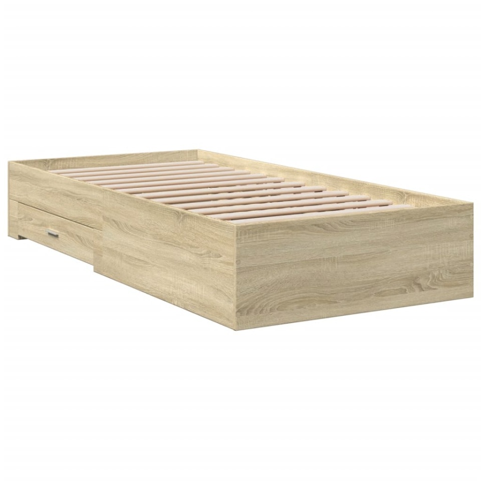 Cadru de pat cu sertare stejar sonoma 100x200 cm lemn prelucrat - 2 | YEO