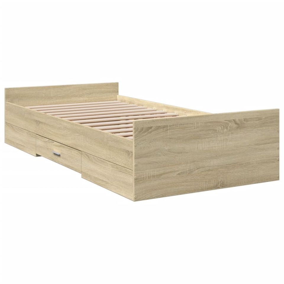 Cadru de pat cu sertare stejar sonoma 75x190 cm lemn prelucrat - 2 | YEO