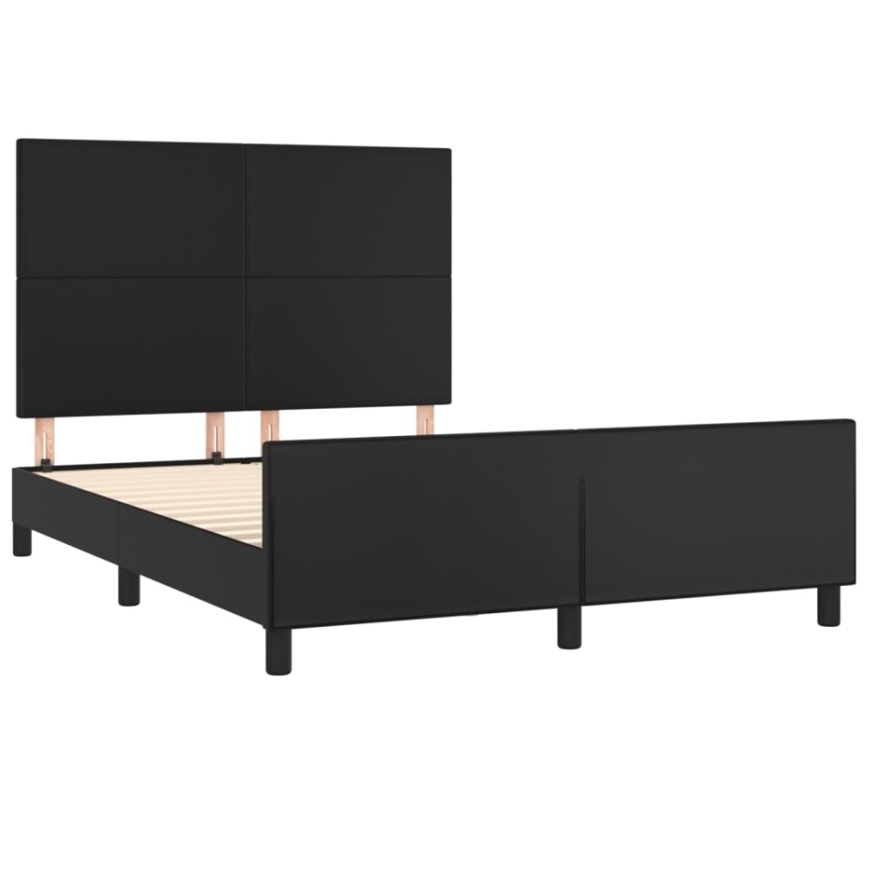 Cadru de pat cu tăblie, negru, 140x190 cm, piele ecologică - 3 | YEO