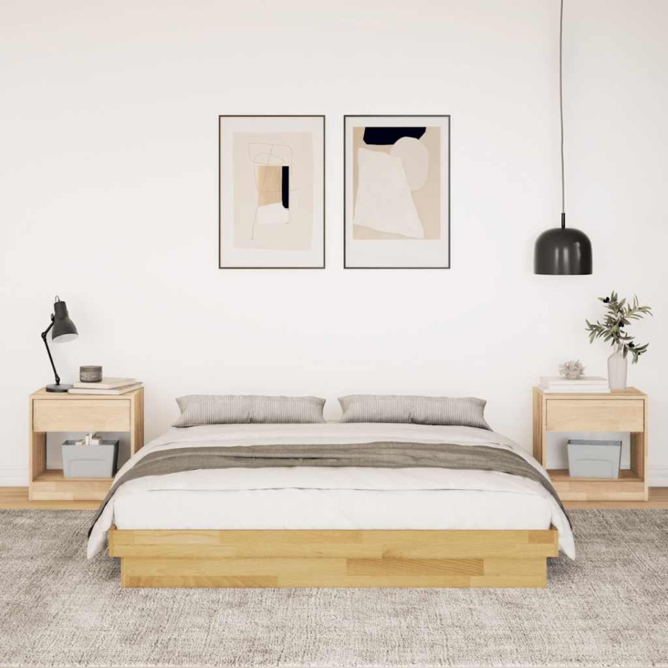 Cadru de pat fără saltea 150x200 cm din lemn masiv de stejar - 3 | YEO