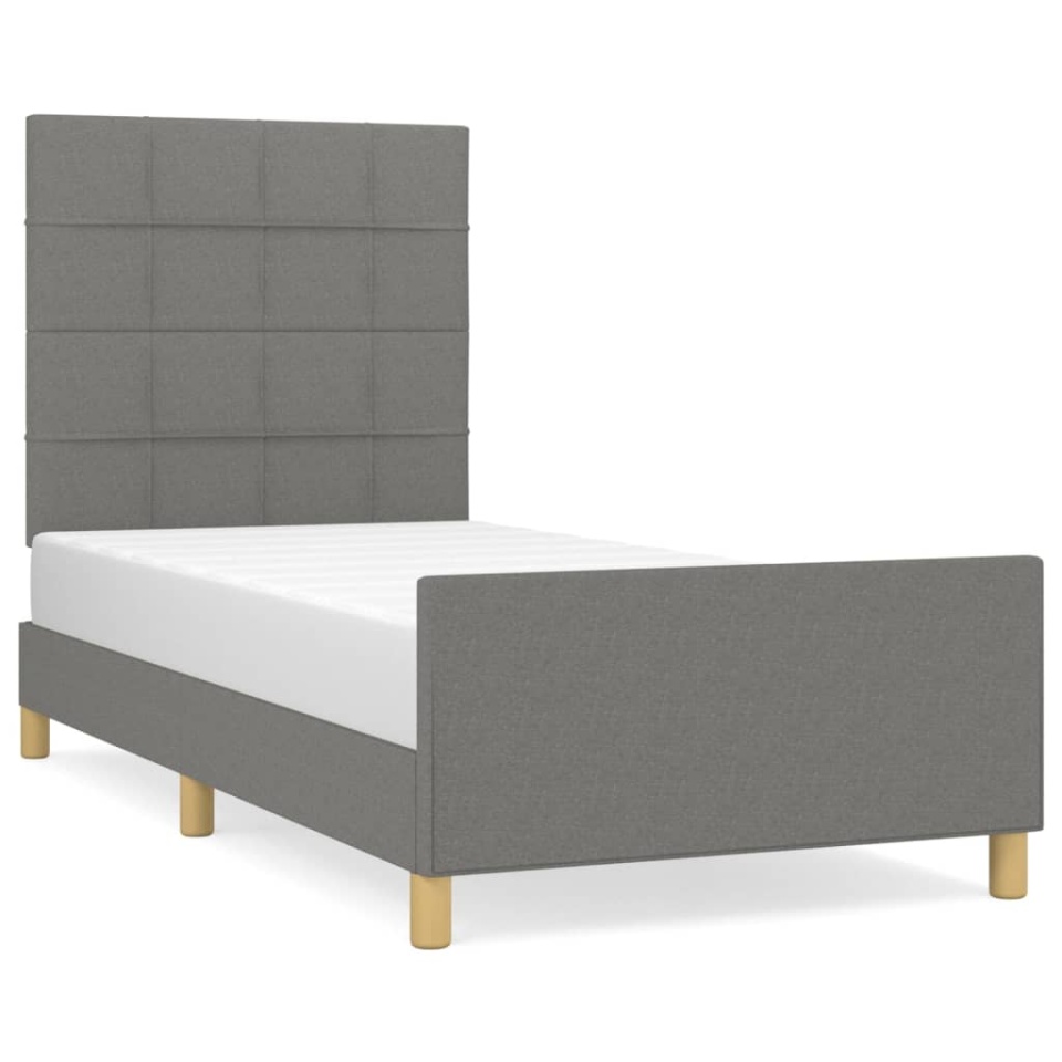 Cadru de pat fără saltea, gri închis, 90x200 cm, textil - 1 | YEO