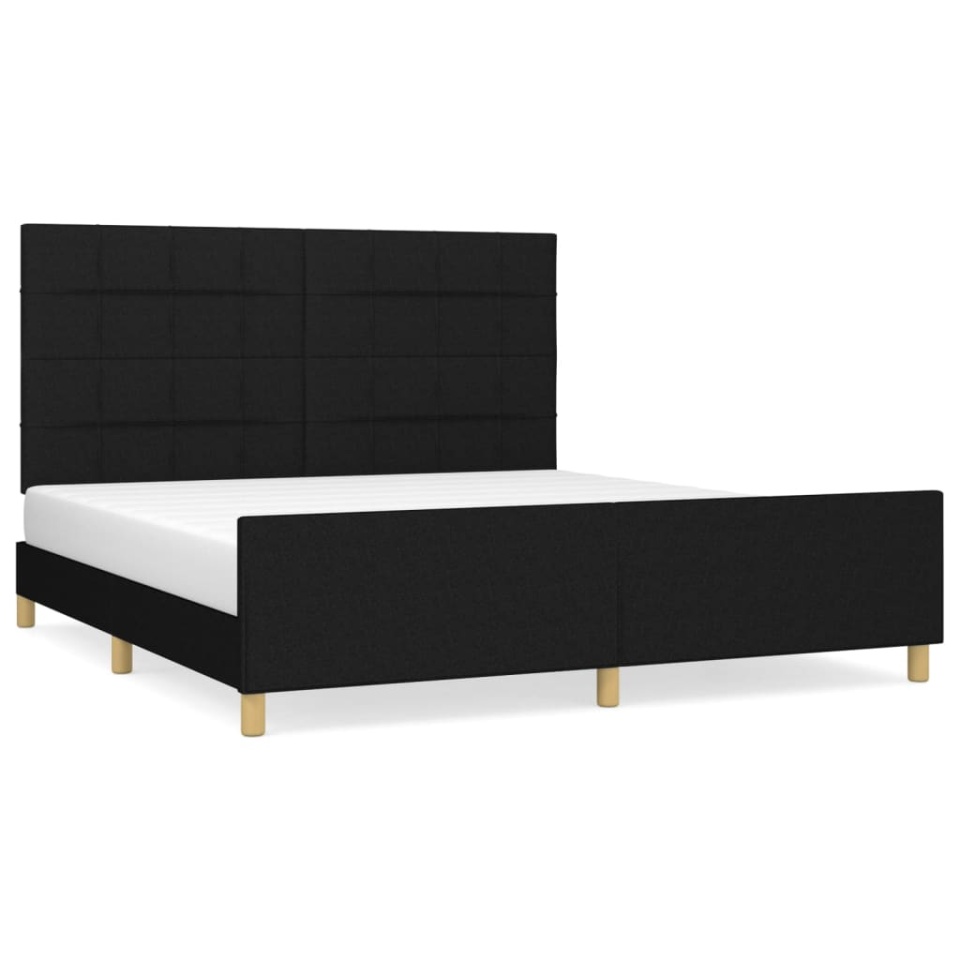 Cadru de pat fără saltea, negru, 160x200 cm, textil - 1 | YEO