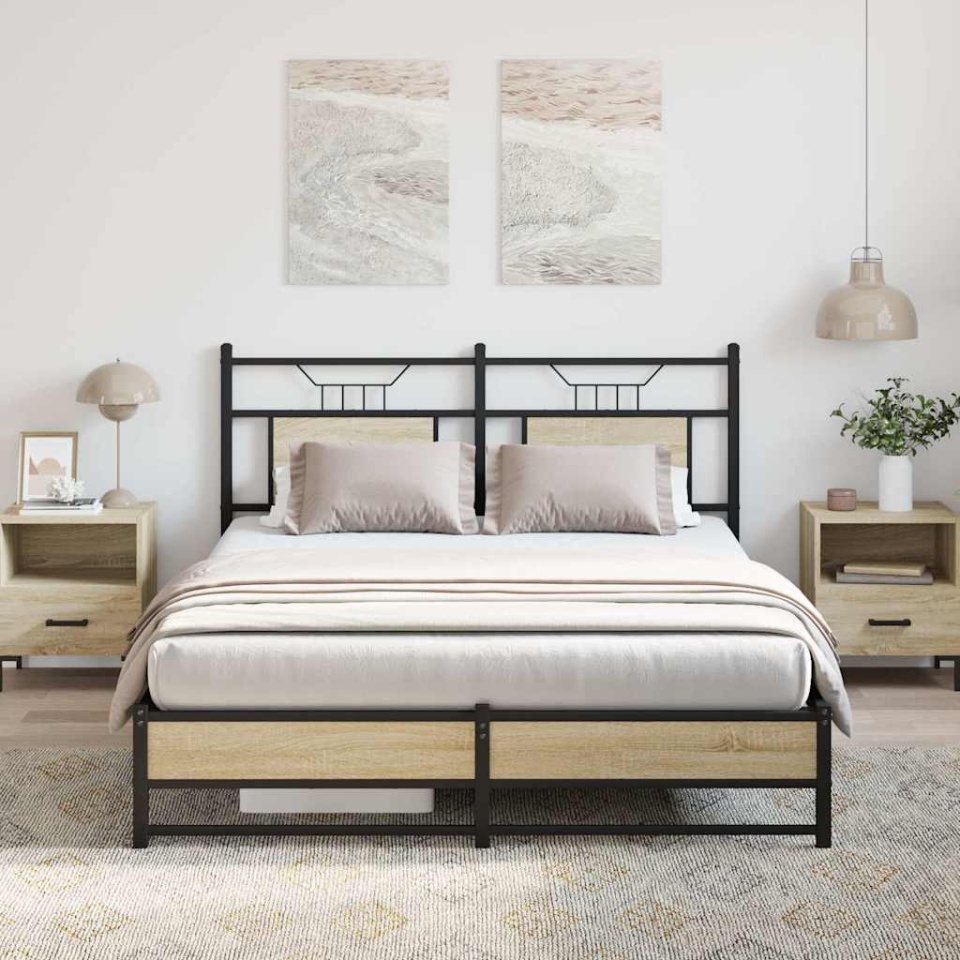 Cadru pat fără saltea stejar sonoma 140x200 cm lemn prelucrat - 3 | YEO