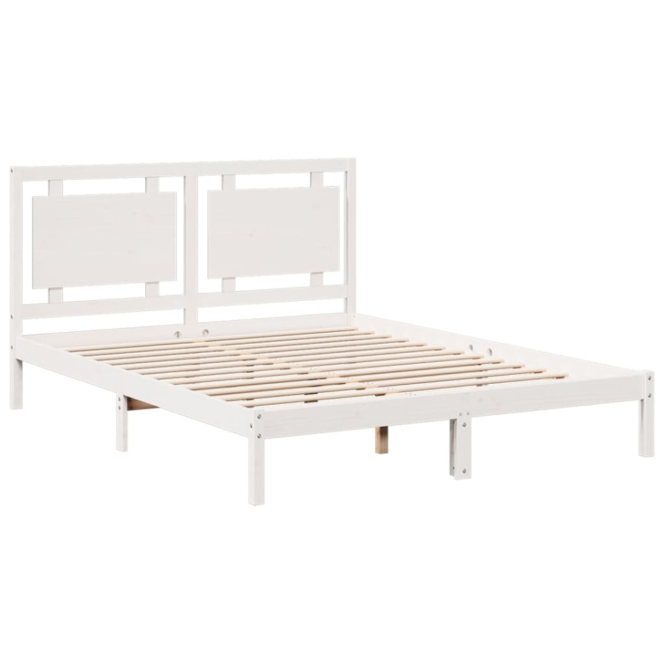 Cadru pat foarte lung fără saltea, alb, 160x210 cm lemn masiv - 2 | YEO