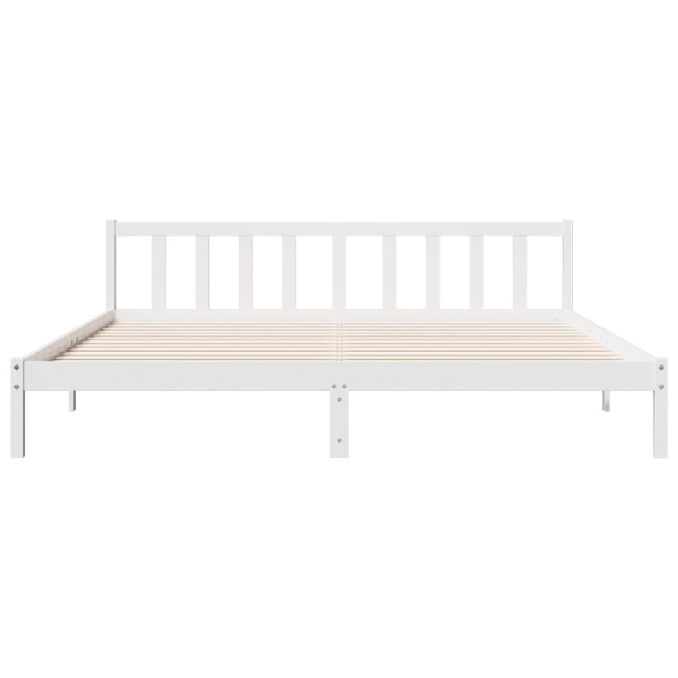 Cadru pat foarte lung fără saltea alb 180x220 cm lemn masiv pin - 3 | YEO