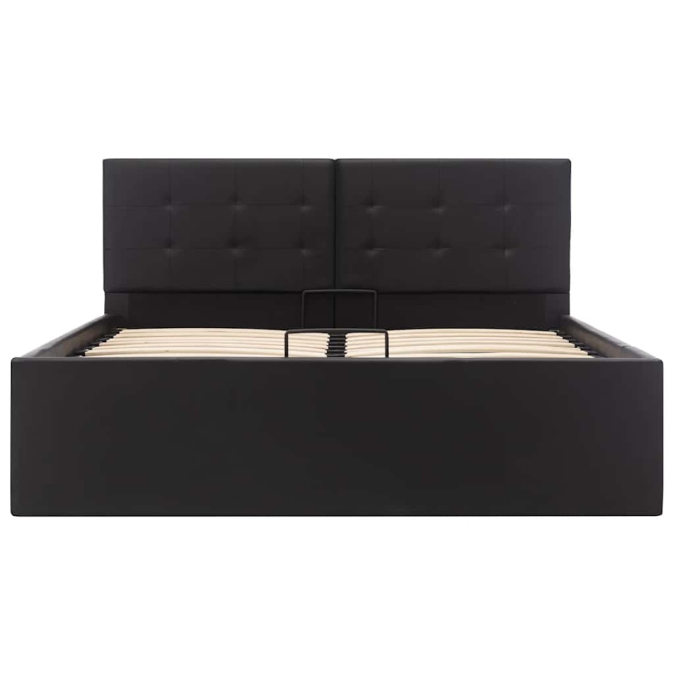 Cadru pat hidraulic, depozitare, negru, 120 x 200 cm piele eco - 3 | YEO